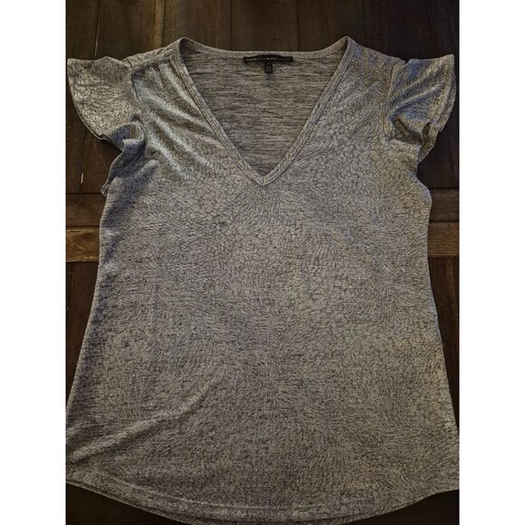 WHBM Silver V-Neck Short Sleeve Top S - Picture 1 of 6